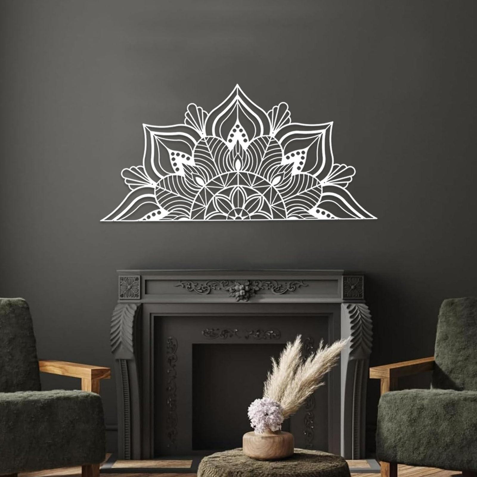 Solidchoice Grote Metalen Mandala Wanddecoratie met Lotus Flower Design