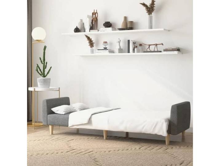 Lit banquette 2 places - convertible - Canapé-lit à 2 places gris clair tissu CAL6235328