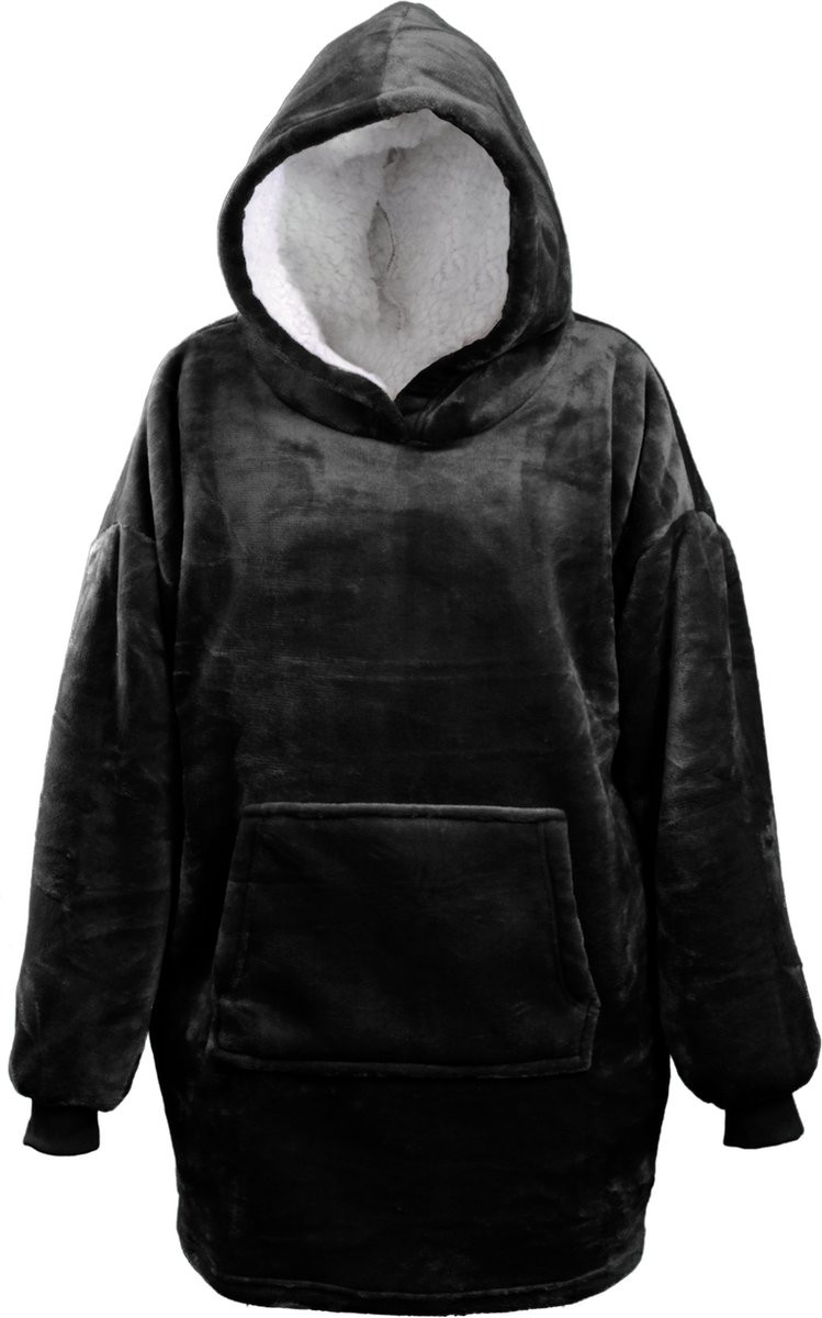 Fleece Hoodie Plaid met mouwen Zwart One size fits all Dames en Heren