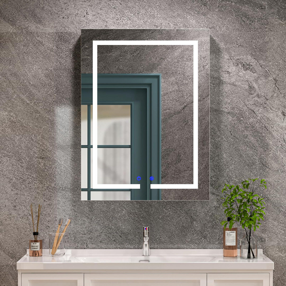 Metro Chriss Wall Mounted Mirrored Bathroom Cabinets 3 Adjustable Shelves with Mirror white 80cm H x 60cm W x 13cm D