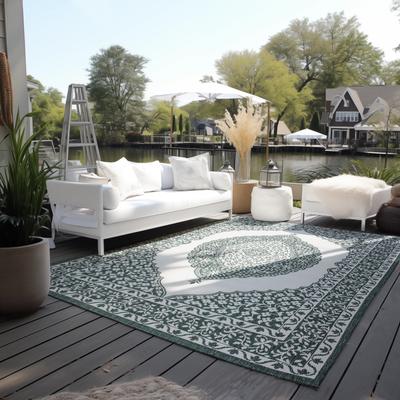 Teppich ELLE DECORATION "Meekly Wendeteppich", grün, B:120cm H:5mm L:170cm, Polypropylen, Teppiche, Teppich, Flachgewebe, In-& Outdoor, Modern, beidseitig, Balkon, Wohnzimmer