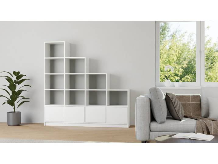 Stylishes Treppenregal MDF Beschichtet MDF Weiß matt
