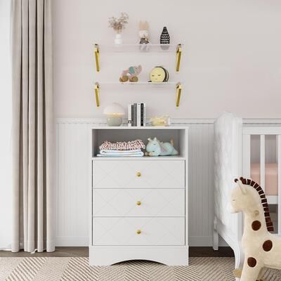 Royalcraft 3-Drawer Dresser with 2 Floating Shelves