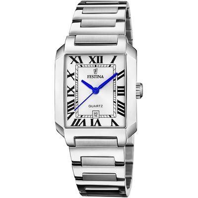 Quarzuhr FESTINA "On The Square", silber (silberfarben), Armbanduhren, Damen, Quarzuhr, Armbanduhr, Damenuhr, Edelstahlarmband, Datum