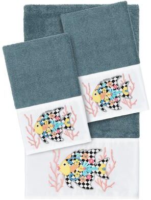 Authentic Hotel and Spa 100% Turkish Cotton FELIZ 3PC Embellished Towel Set