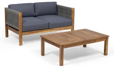 Laurel Modern Outdoor Acacia Wood Loveseat Set by Christopher Knight Home