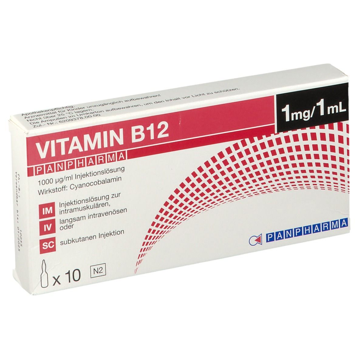 Vitamin B12 Panpharma 1000 µg/ml Injektionslsg. 10x1 ml Injektionslösung