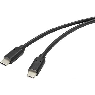 Renkforce USB-Kabel USB 2.0 USB-C® Stecker 1.00 m Schwarz mit antimikrobieller Oberfläche RF-4716840