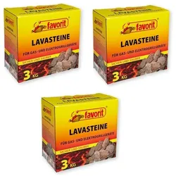 Favorit, Anzündhilfe, 3er Set Lavasteine  für Gas- und Elektrogrill (3 x 3kg Karton)