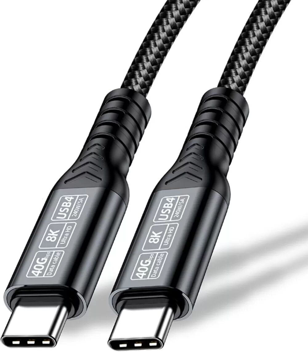 INF USB4 Datenkabel - 40Gbps Daten, 240W PD Schnellladung, 8K 60Hz DP1.4, Nylon geflochtenes USB-C zu USB-C, kompatibel mit Schwarz 3 m