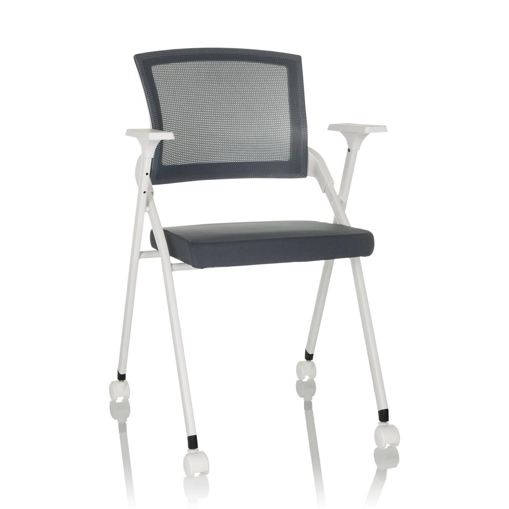 hjh OFFICE Klappstuhl PRIORITY II W Stoff / Netzstoff mit Armlehnen