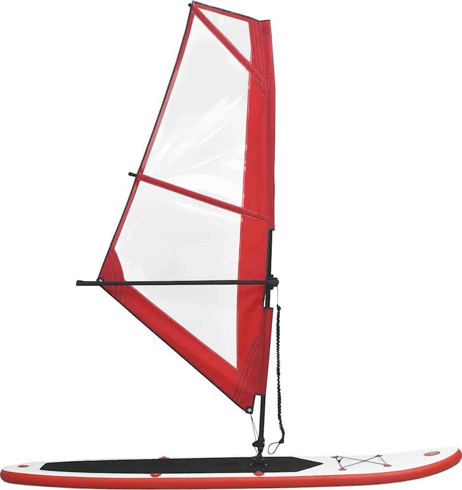 vidaXL Aufblasbares SUP-Board mit Segel Set Rot und Weiß