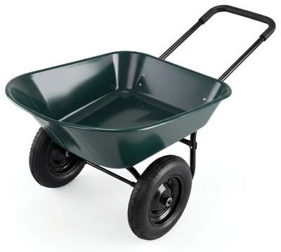 Costway 2 Tire Wheelbarrow Garden Cart Heavy-duty Dolly Utility Cart-Green