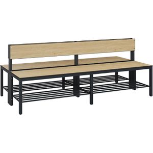 CP-Möbel Umkleidebank 8062-410, Sitzfläche Holz, 200 cm, mit Schuhrost, eiche / anthrazit, doppelt