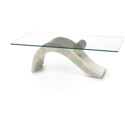 Stones Taube - Couchtisch  (120 x 70 x 40 - Transparent) aus beigem gehärtetem Glas