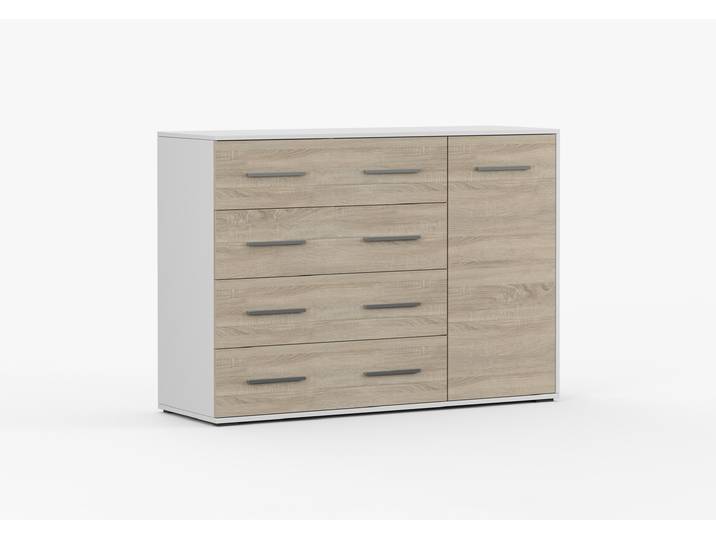 Kommode FRIDA 02 BS 135 cm Weiß Sonoma Eiche