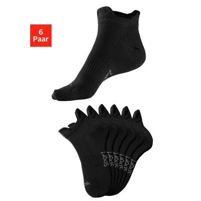 Sneakersocken BENCH., Herren, Gr. 39-42, schwarz (6x schwarz), Baumwollmischung, unifarben, elastisch, Socken Sneakersocken, mit feiner Mesh Konstruktion und Mittelfußgummi