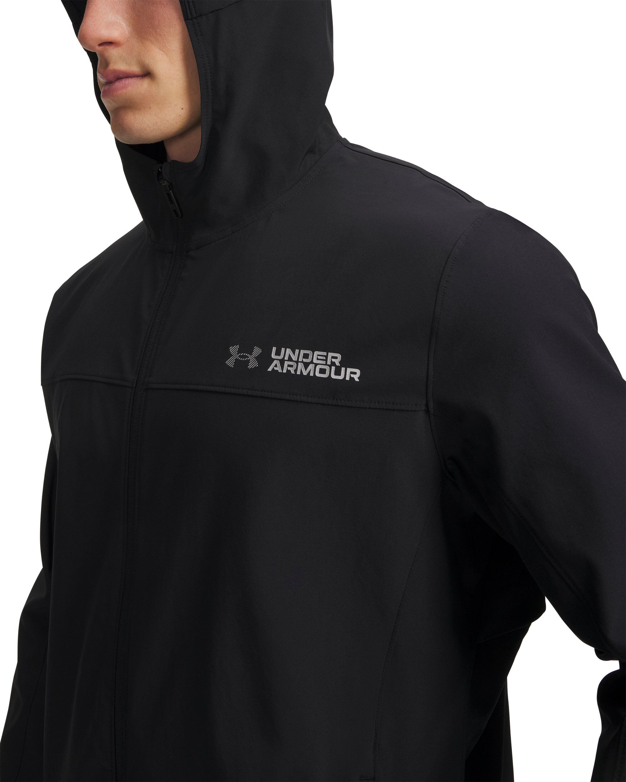 Laufjacke UNDER ARMOUR "UA VELOCITI STORM JACKET", Herren, Gr. 3XL, schwarz, reflective, Obermaterial: 87% Polyester, 13% Elasthan, Jacken Laufjacke, für Laufen entwickelt, leichtes Tragegefühl, sportlicher Stil schwarz, reflective 3XL
