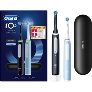 Oral-B Elektrische-Zahnbürste iO Series 3, Duopack, Black/Blue, 3 Putzmodi, mit 2 Zahnbürsten