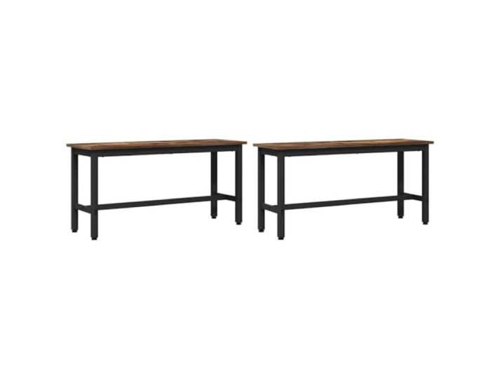 HWKQEQRF Esstischbank 100 x 32,5 x 48,5 cm 2 STK Holzwerkstoff Stahlbeine, höhenverstellbar, rückenlehnenlos, schlanker Rahmen, pflegeleicht, Esszimmer, Wohnzimmer, Schlafzimmer