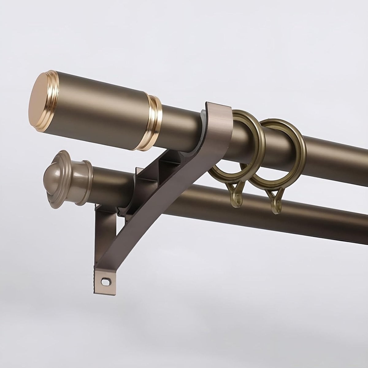 Dubbele aluminium gordijnroede champagne - 500 cm