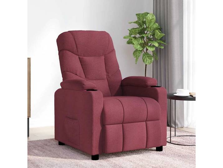 vidaXL Massagesessel, Massagesessel Weinrot Stoff