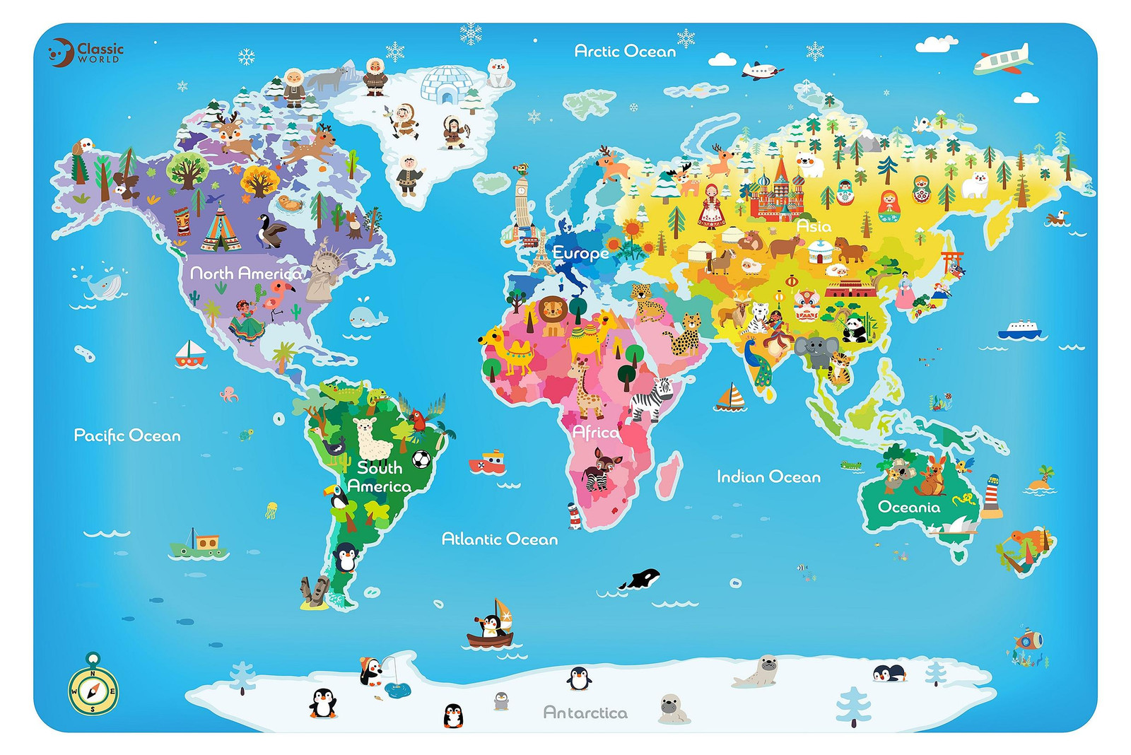 Classic World Klassieke Wereldpuzzel Wereldkaart