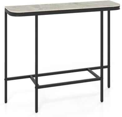 Costway Console Table 44-Inch Entryway Table with Faux Marble Tabletop and Heavy-Duty Metal Frame-Gray
