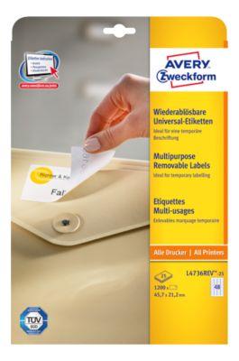 AVERY Zweckform Universal-Etiketten, 45,7 x 21,2 mm, wiederablösbar