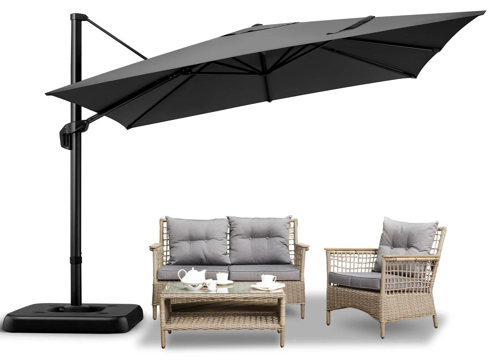 Sonnenschirm - Schirm mit Schwenkmechanismus - Freistehender Sonnenschirm - Großer Sonnenschirm - Garten-Sonnenschirm - Drehbarer Sonnenschirm - 3x3 Meter