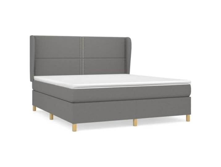 PUGYNBK Boxspringbett, 180 x 200 cm, Taschenfederkernmatratze, Dunkelgrau Verstellbares Kopfteil, mittlere Festigkeit, atmungsaktiver Stoff, ideal zum Lesen oder Fernsehen