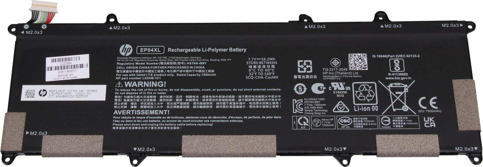 HP EP04056XL-PL Laptopbatterij - Lithium-ion