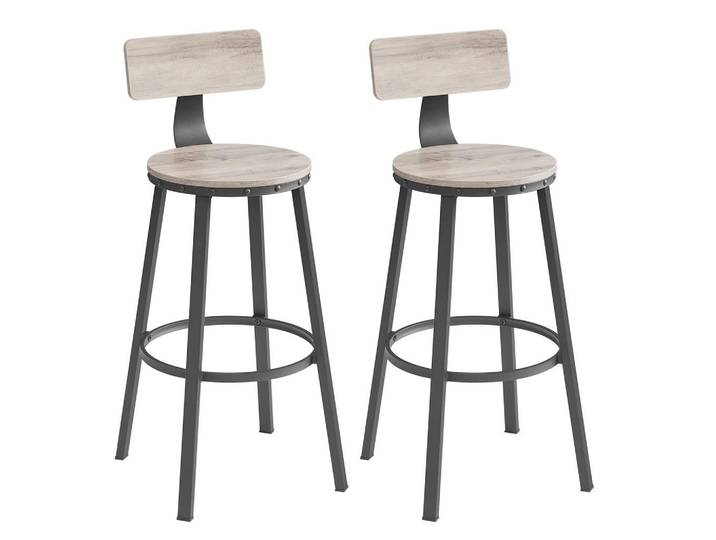 Barhocker-Set 2-teilig Vasagle Schwarz, Eschefarben