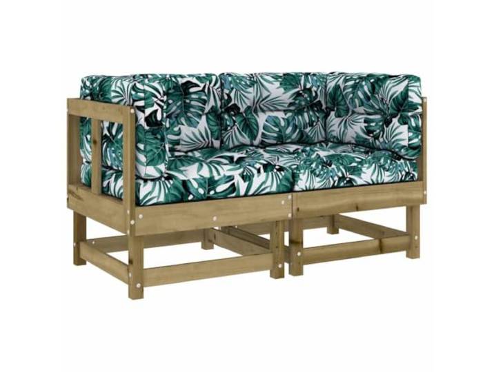 Coespram Modular Ecksofa 2er Set aus Kiefernholz mit Kissen Balkon Flexible Gartenmöbel Bausteine mit dicken Sitzkissen und Rückenpolstern für Gemütlichkeit auf der Terrasse