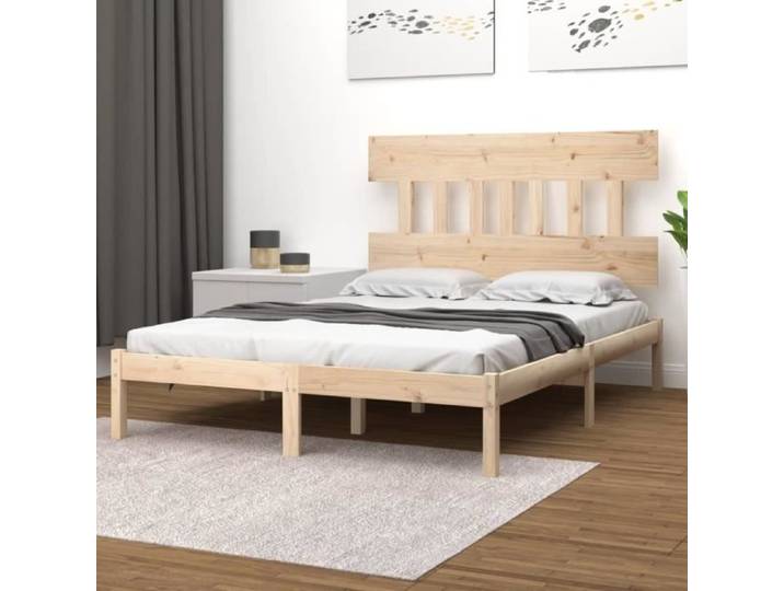 Cadre de lit Bois massif 150x200 cm Très grand 3104743