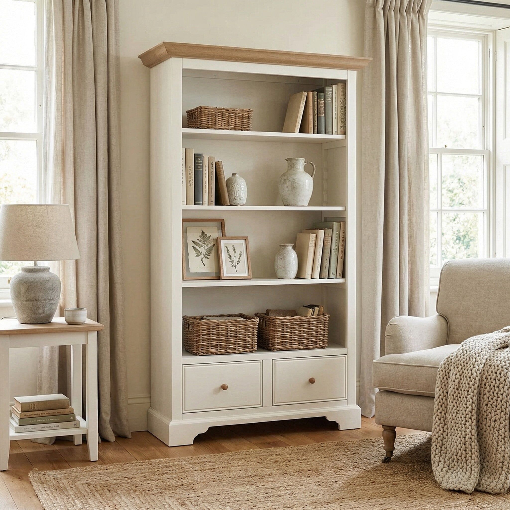 Harbour Lifestyle Amberley Large Bookcase in Warm White