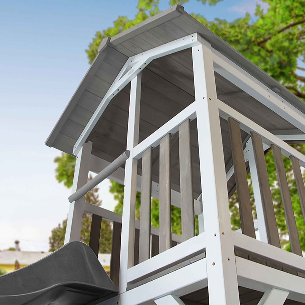 Axi Parque infantil con tobogán gris, arenero, madera, blanco/gris