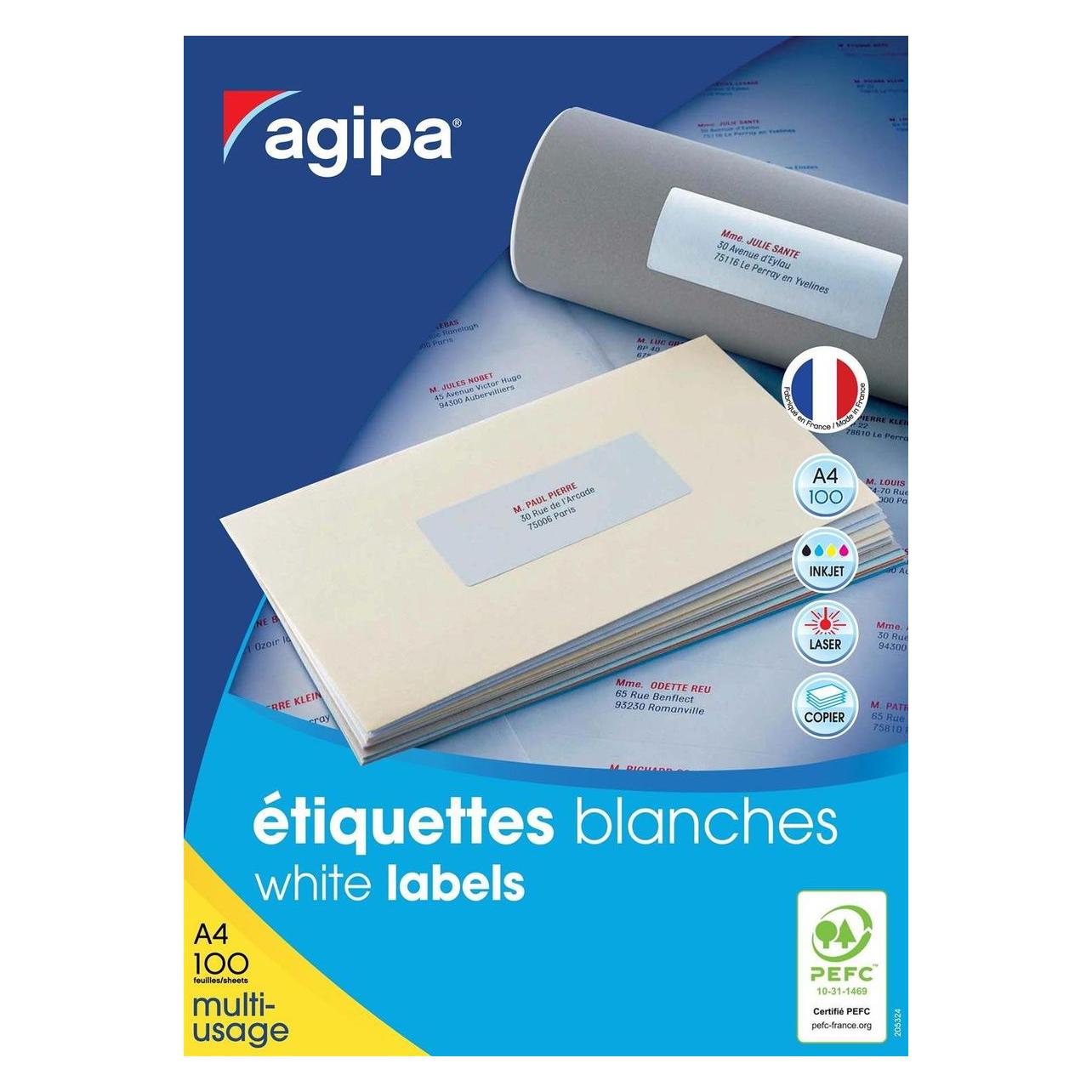 Agipa Universal-Etiketten - 97 x 42,4 mm - A4-Format - 100 Blatt (54628245)