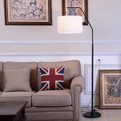 Moderne Schlichtheit Stehlampe, hohe Stangenlampe Leinen Lampenschirm Stehlampe Metallsockel Stehlampen Wohnzimmer Schlafzimmer Einrichtung künstlerisch