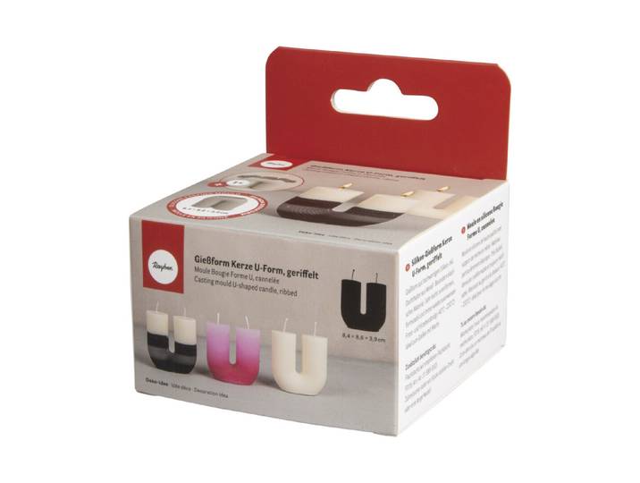 Silikon Giessform Kerze U-Form geriffelt, 8,4x3,9cm, Höhe 8,6cm, Box 1Stück
