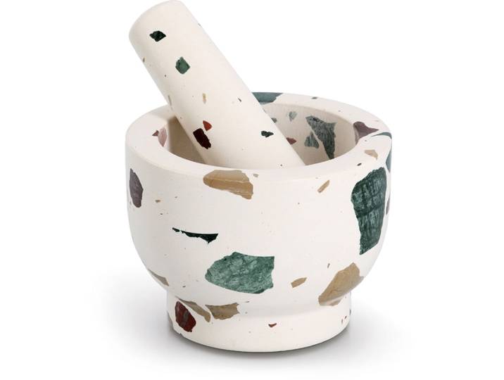 Mörser ZELLER PRESENT & Stössel-Set, Terrazzo , bunt, H:9cm Ø:12cm, Natur-Granit, Mörser, Mörser, Natur-Granit, 1,7 kg, 240 ml