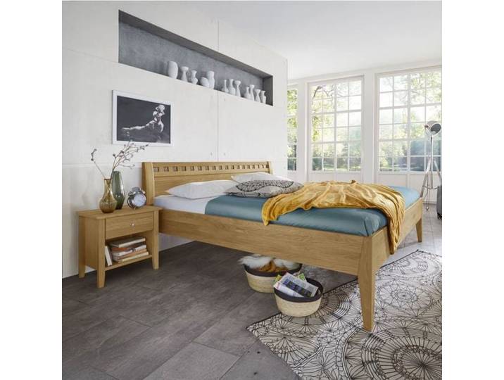 Bett Lancy Komfort Wildeiche Massivholz 140x200cm höhenverstellbar