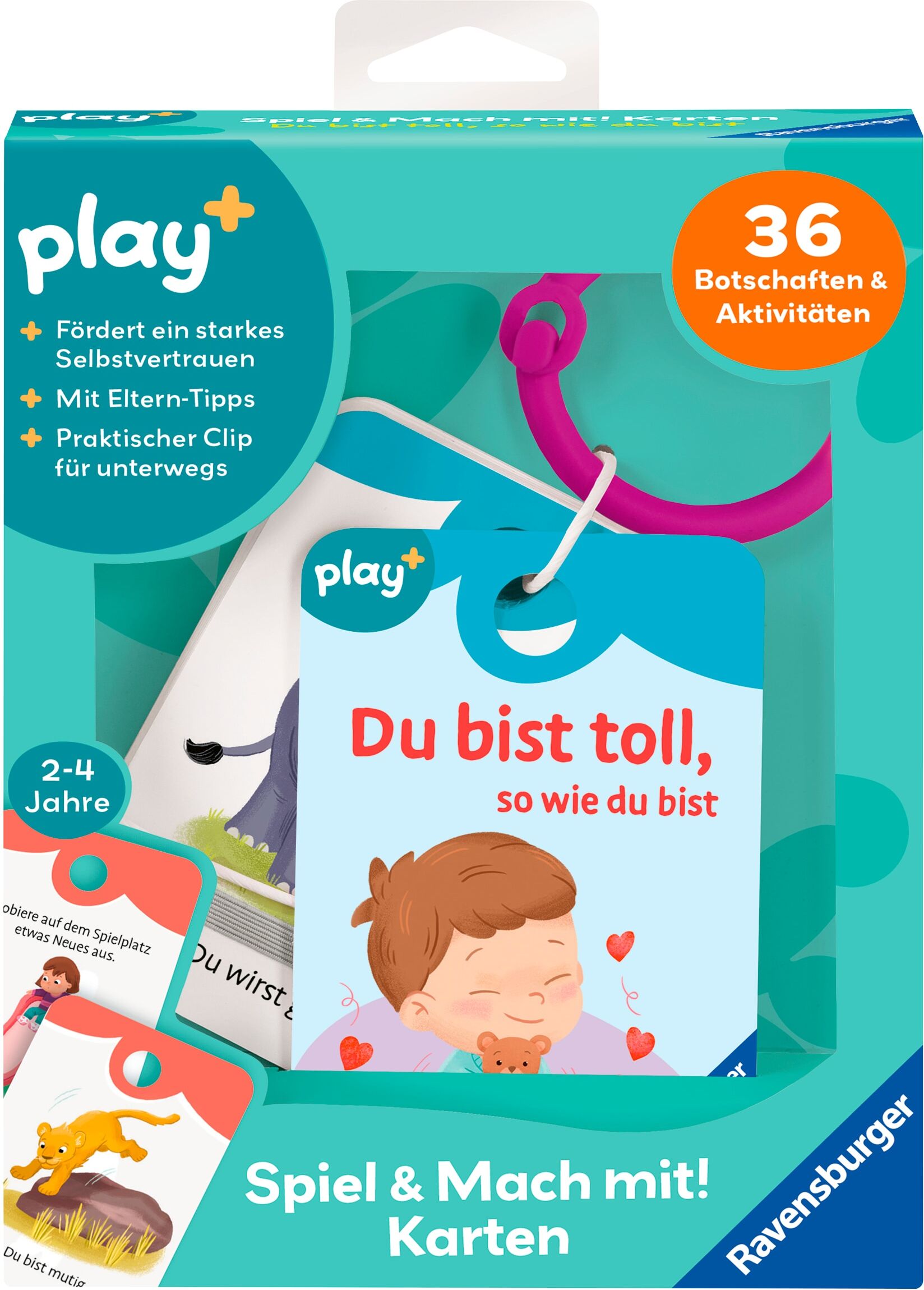 Spiel RAVENSBURGER "Play+ Spiel und Mach mit Karten: Du bist toll, so wie du bist", bunt, Spiele, Kinder