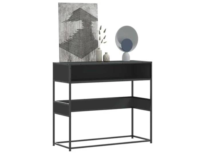HEFZGDB Konsolentisch Schwarz 90x35x80 cm Holzwerkstoff mit Metallgestell und robuster Tischplatte für Wohnzimmer Flur Stauraum