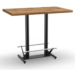 BIG Möbel GmbH Premium Gastro Stehtisch 120x80 cm | Eiche Rom Natur | mit Edelstahl Fußrasten