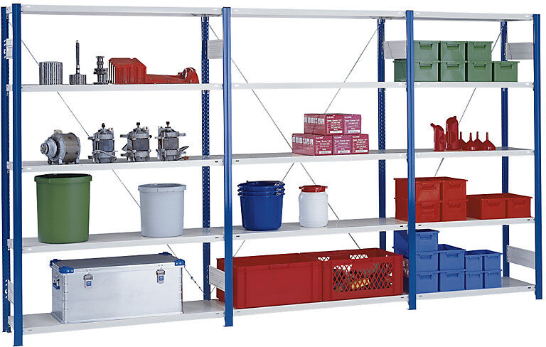 Steckregal, Bauart leicht, einseitig, HxBxT 2000 x 1000 x 400 mm, grau, Anbauregal eurokraft pro