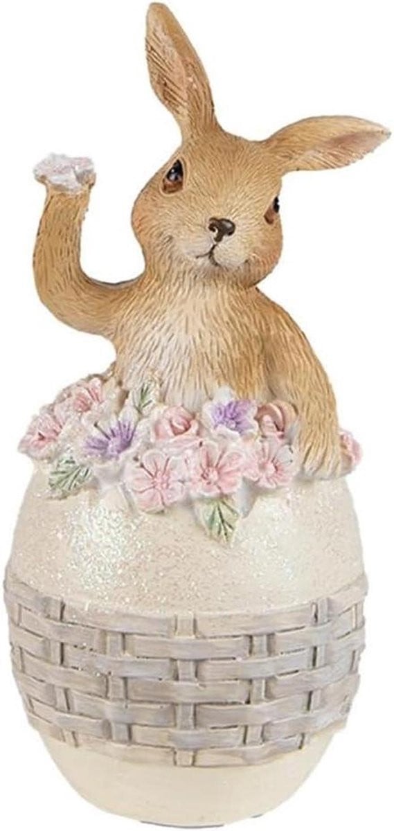 Beeld Konijn Paashaas Decoratie Beige Bruin Hoogte: 13 cm