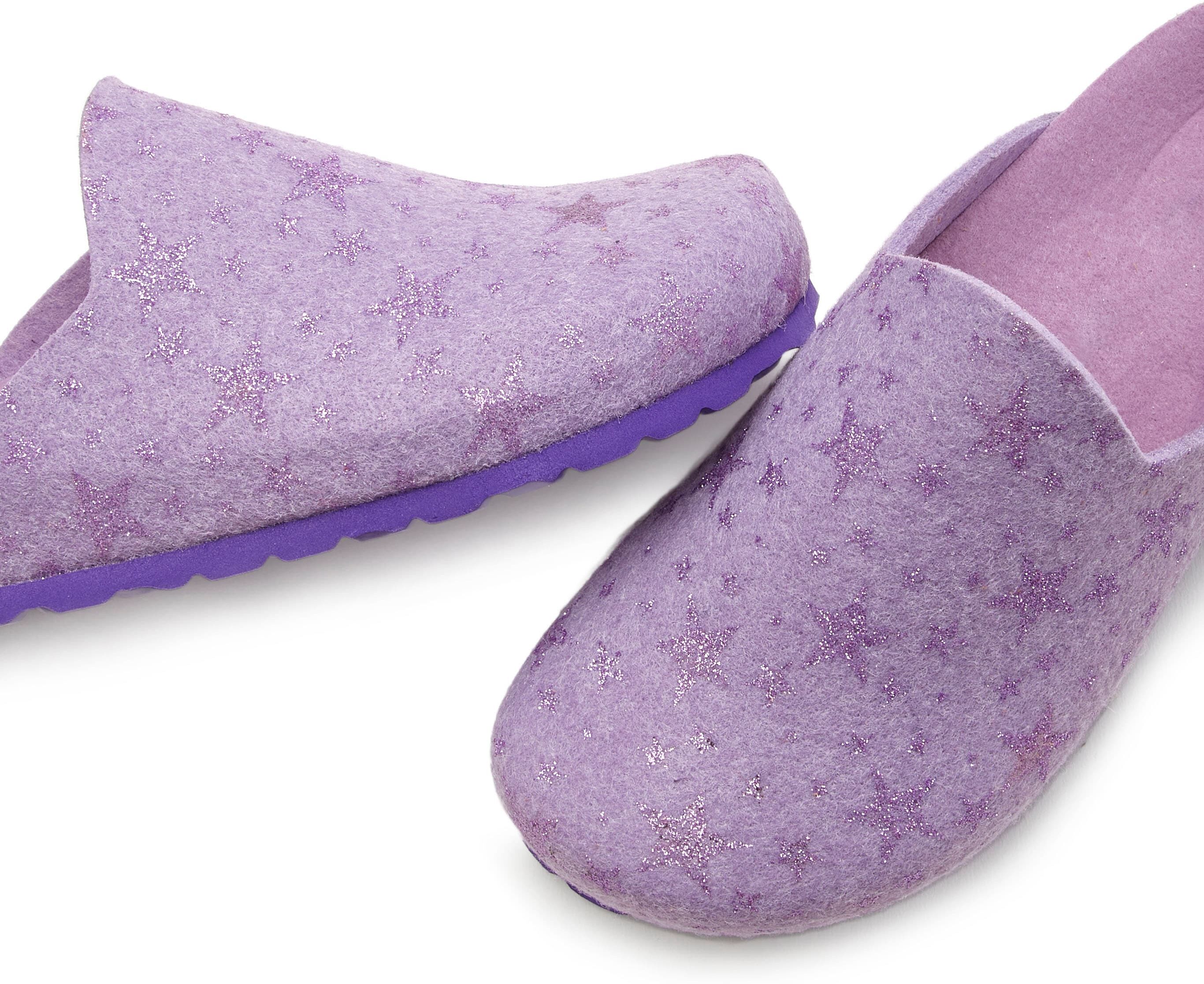 Hausschuh "Pantolette, Clog, Pantoffel", Damen, Gr. 40, lila (flieder), Obermaterial: 100% Polyester. Decksohle: 100% Polyester. Futter: 100% Polyester. Laufsohle: 100% Synthetik, VIVANCE DREAMS BY LASCANA, aufgeraut, Schuhe Hausschuh, aus Filz mit wärmen