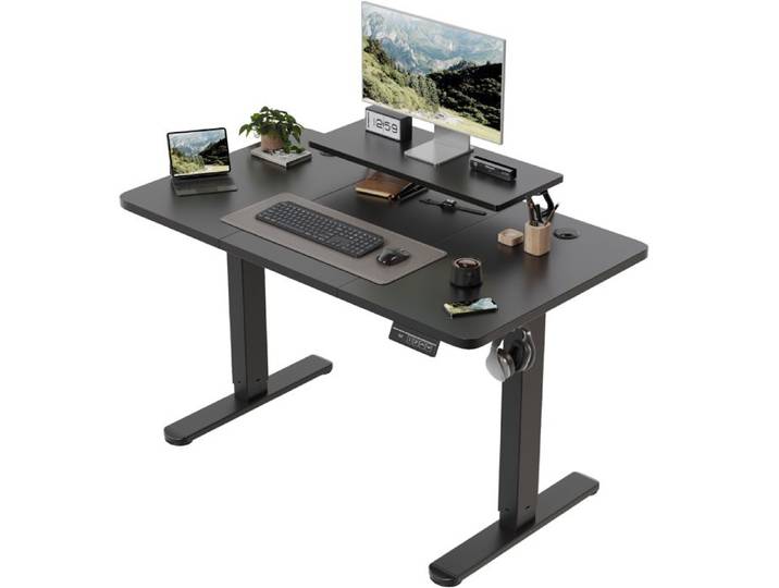 Homall Bureau Assis-Debout Électrique 120x60 · Rehausseur Écran Intégré · 73-118cm · 2 Mémoires · Noir