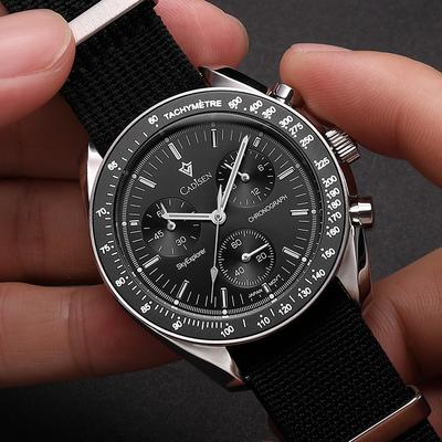 Friendly Fresh Finds Mens Luxury Quartz Chronograph Wristwatch With Coated Crystal And Canvas Band blue